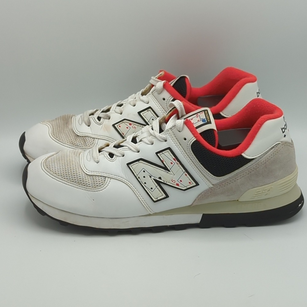 New Balance 574 Playing Card Men's Shoes Size 10.5 D White/Gray/Red ML574WA2